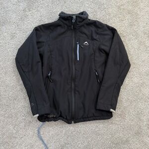K Way Jacket Women S Black Softshell Full Zip Fleece Lined Collar Outdoor